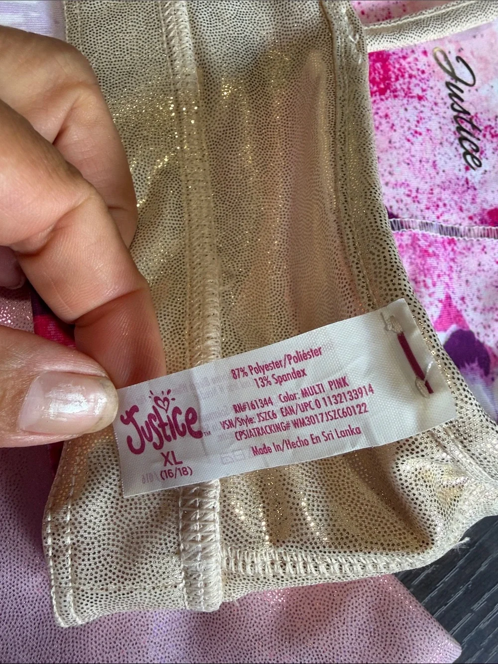 Justice Pink Shimmer Bike‎ Shorts with Pink Watercolor Sports Bra